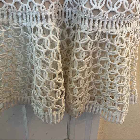 White Soleblu dress with tan lining. Size small.  Zipper on back. - Picture 6 of 12